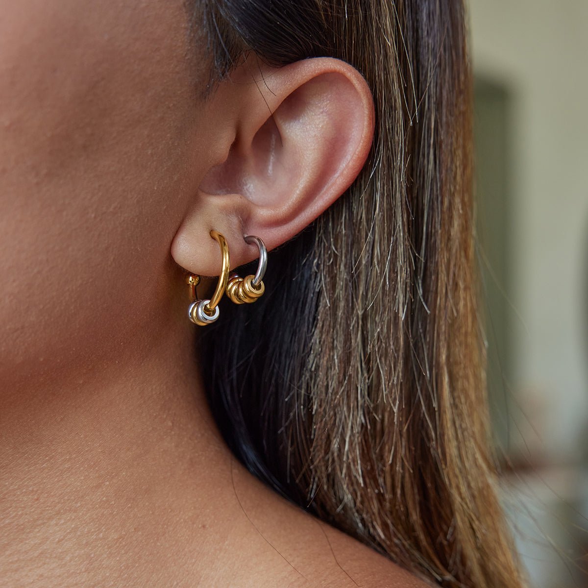 Anneaux Tricolores Hoops - 18k Gold Plated Jewelry Switzerland