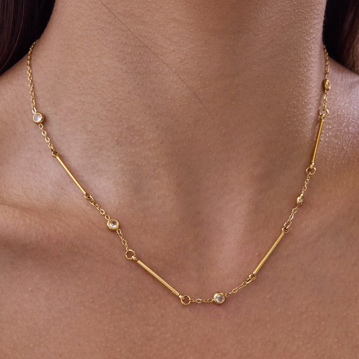 Baguettes Scintillantes Necklace - 18k Gold Plated Jewelry Switzerland