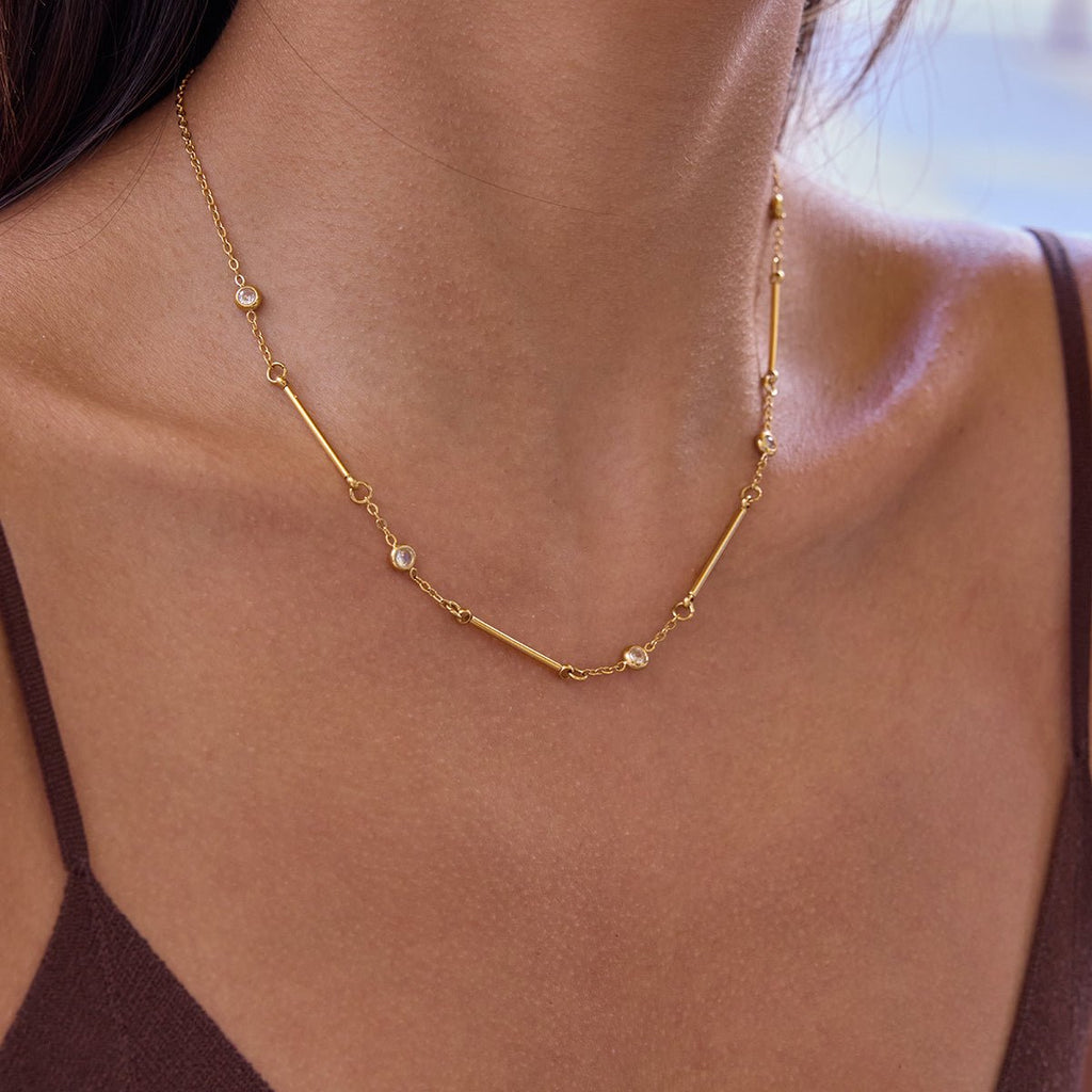 Baguettes Scintillantes Necklace - 18k Gold Plated Jewelry Switzerland