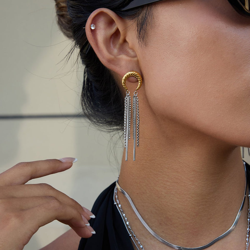 Cascade Lunaire Earrings - 18k Gold Plated Jewelry Switzerland