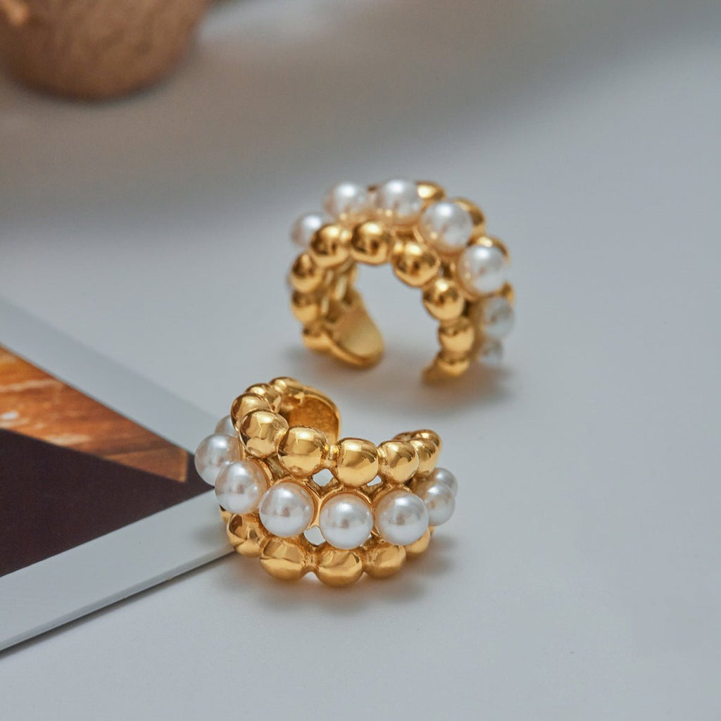 Caviar de Perles Ear Cuffs - 18k Gold Plated Jewelry Switzerland