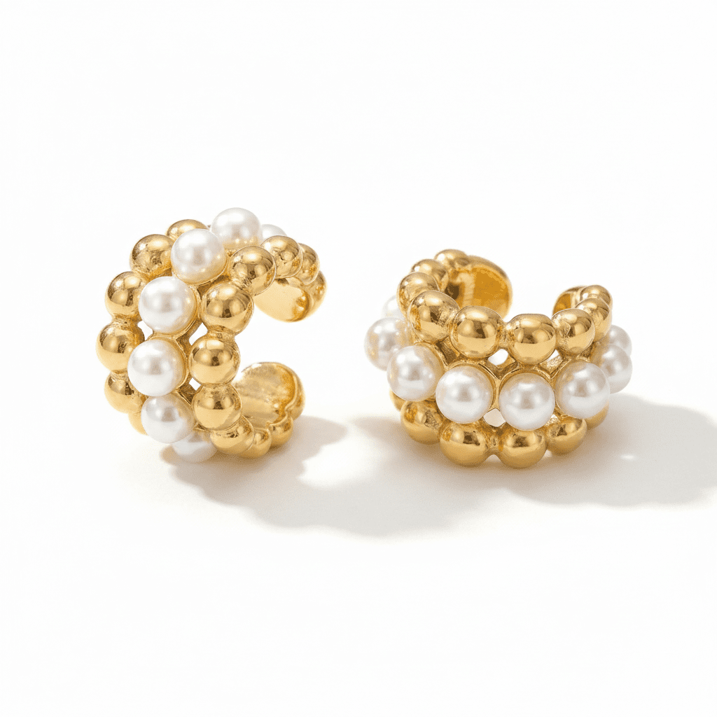Caviar de Perles Mckella Ear Cuffs - 18k Gold Plated Jewelry Switzerland