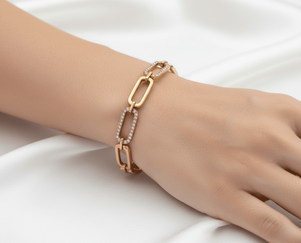 Chaîne Pavée d’Or Bracelet - 18k Gold Plated Jewelry Switzerland