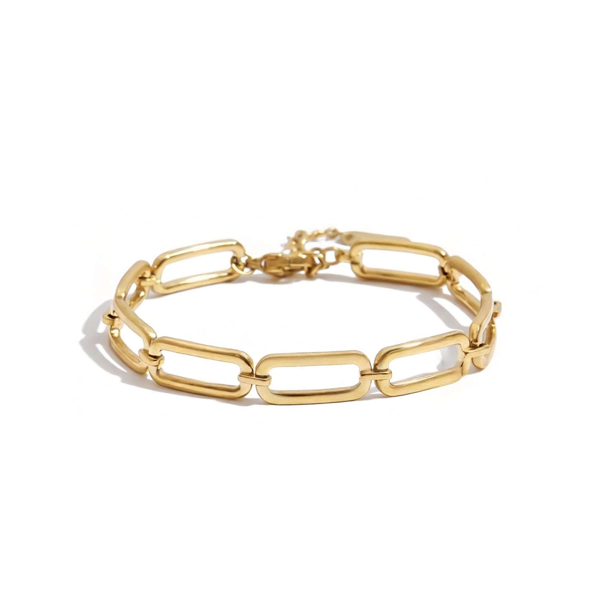 Chaîne Rectangulaire d’Or Bracelet - 18k Gold Plated Jewelry Switzerland