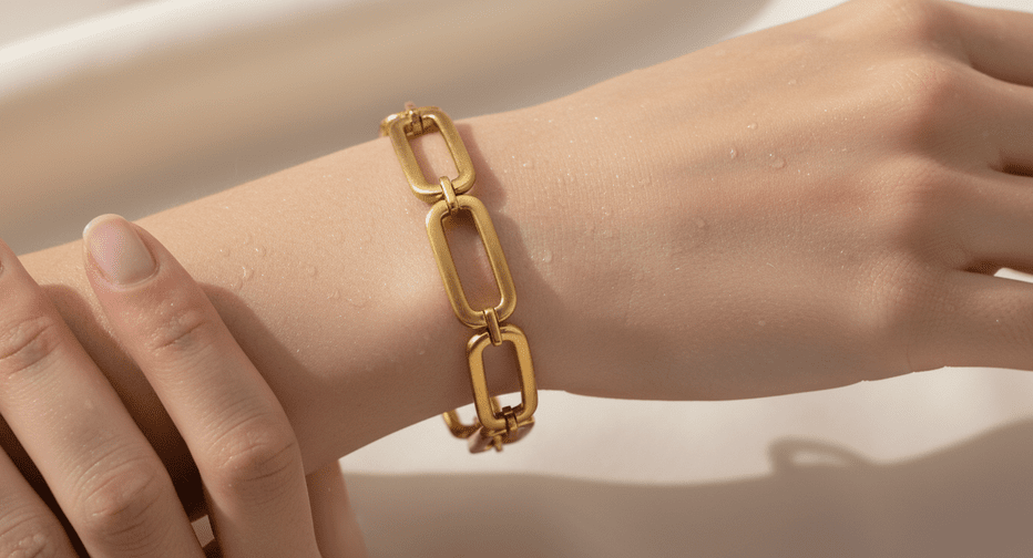 Chaîne Rectangulaire d’Or Bracelet - 18k Gold Plated Jewelry Switzerland