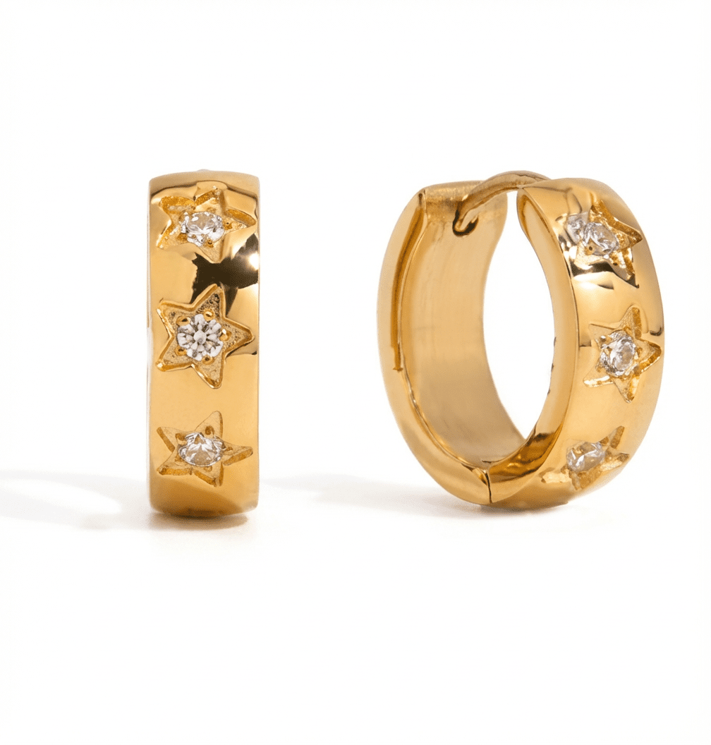 Coeurs Scintillants Hoops - 18k Gold Plated Jewelry Switzerland