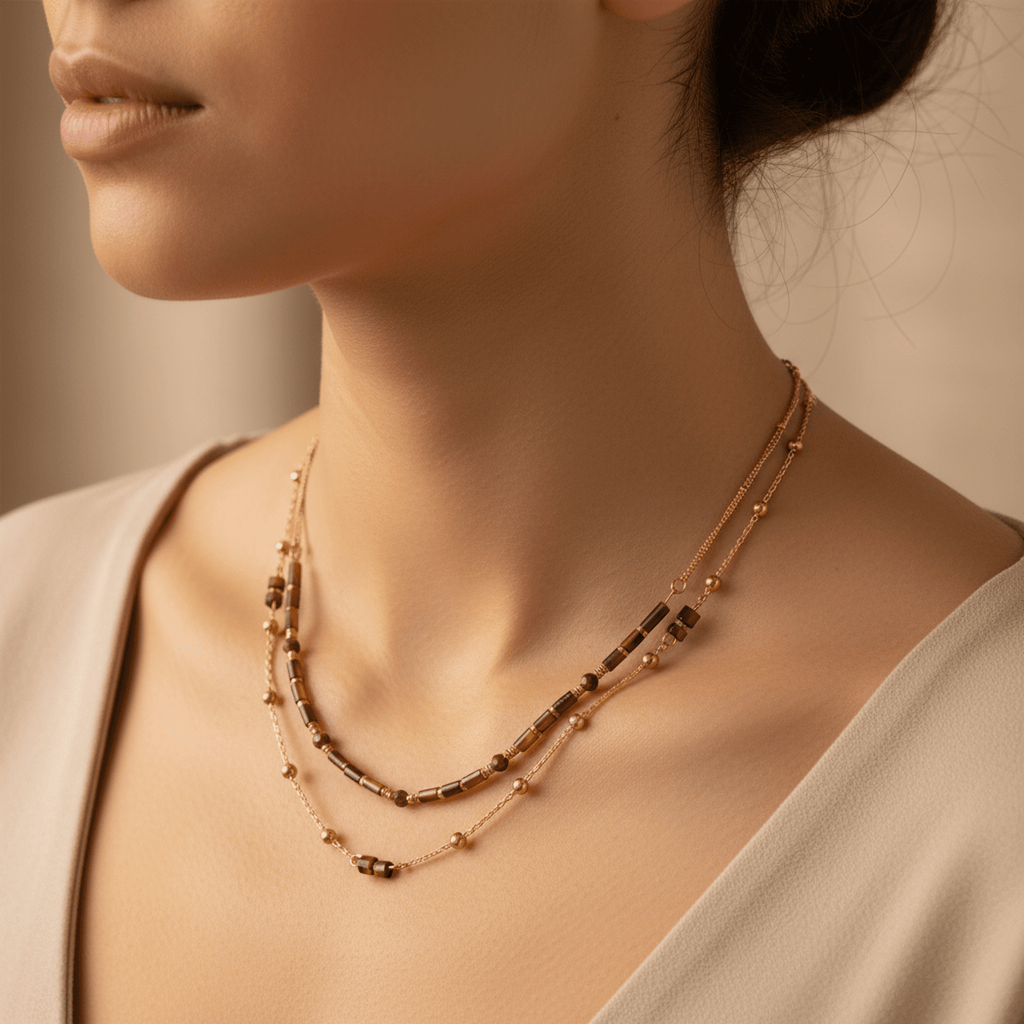 Collier Terre d’Ambre Necklace - 18k Gold Plated Jewelry Switzerland