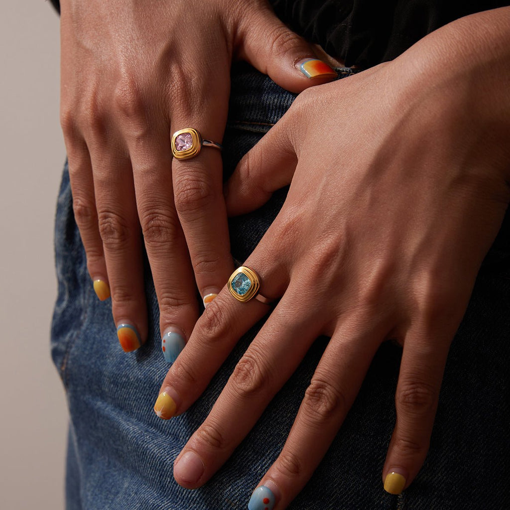 Coussin d’Océan Ring - 18k Gold Plated Jewelry Switzerland