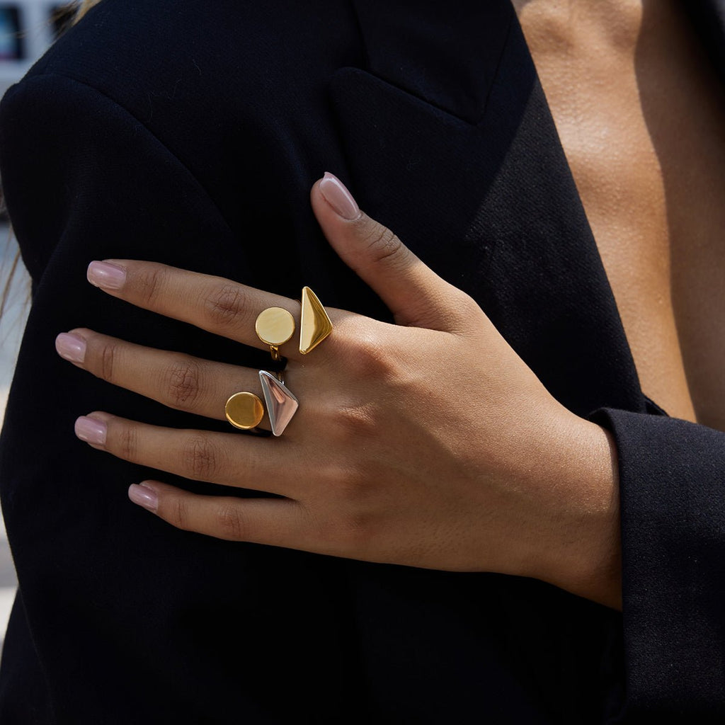 Disque et Cône Ring - 18k Gold Plated Jewelry Switzerland