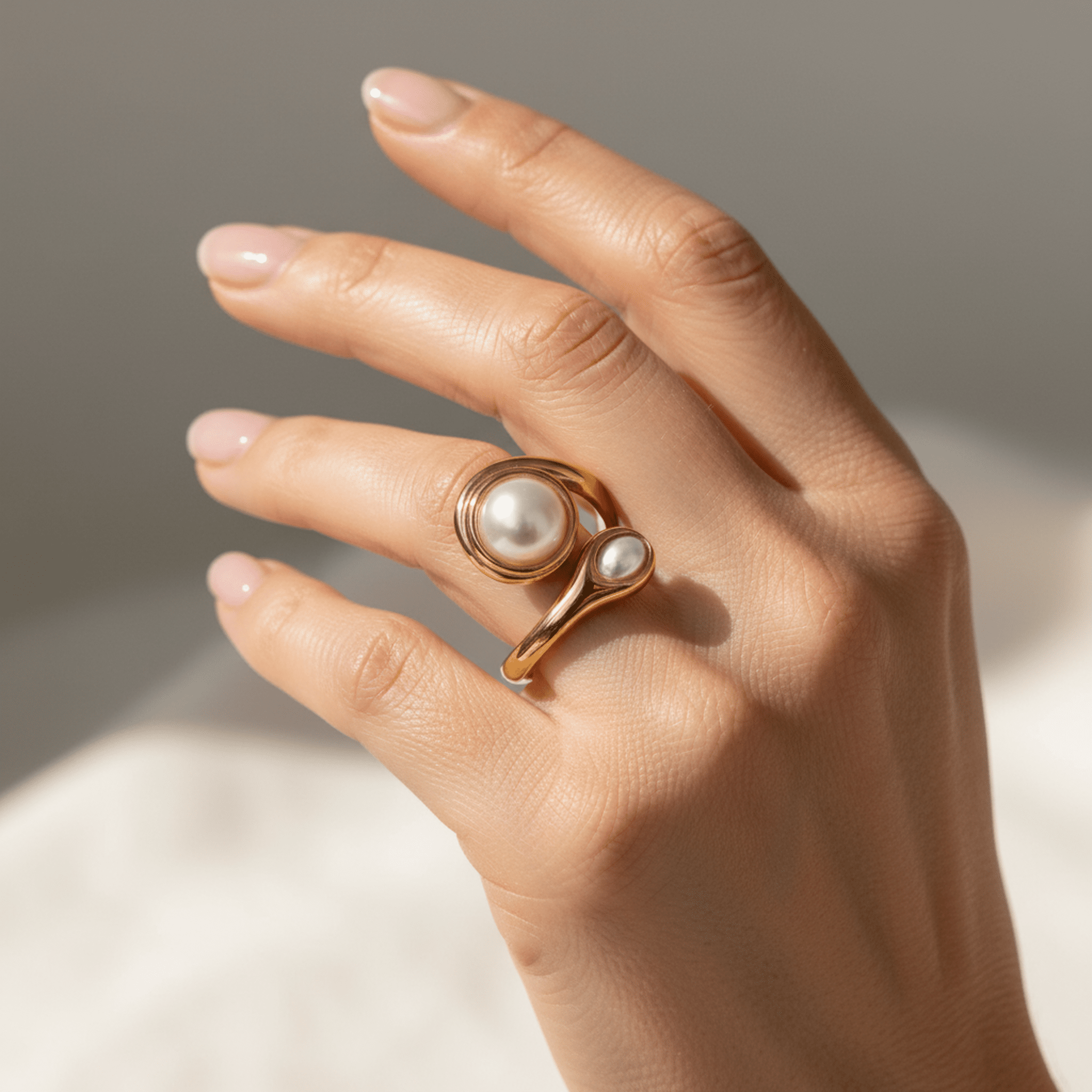 Duo de Perles Ring - 18k Gold Plated Jewelry Switzerland