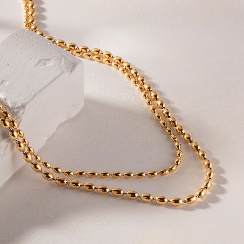 Duo Grains d’Or Necklace - 18k Gold Plated Jewelry Switzerland