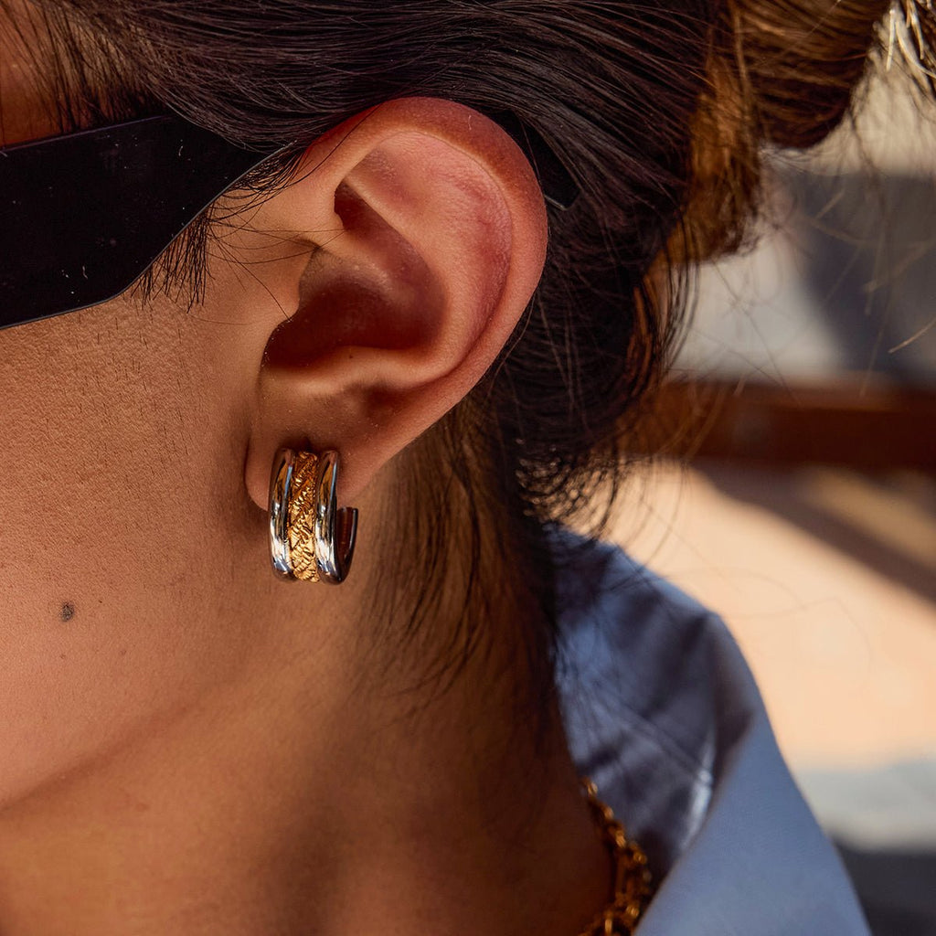 Duo Texturé Ear Cuffs - 18k Gold Plated Jewelry Switzerland