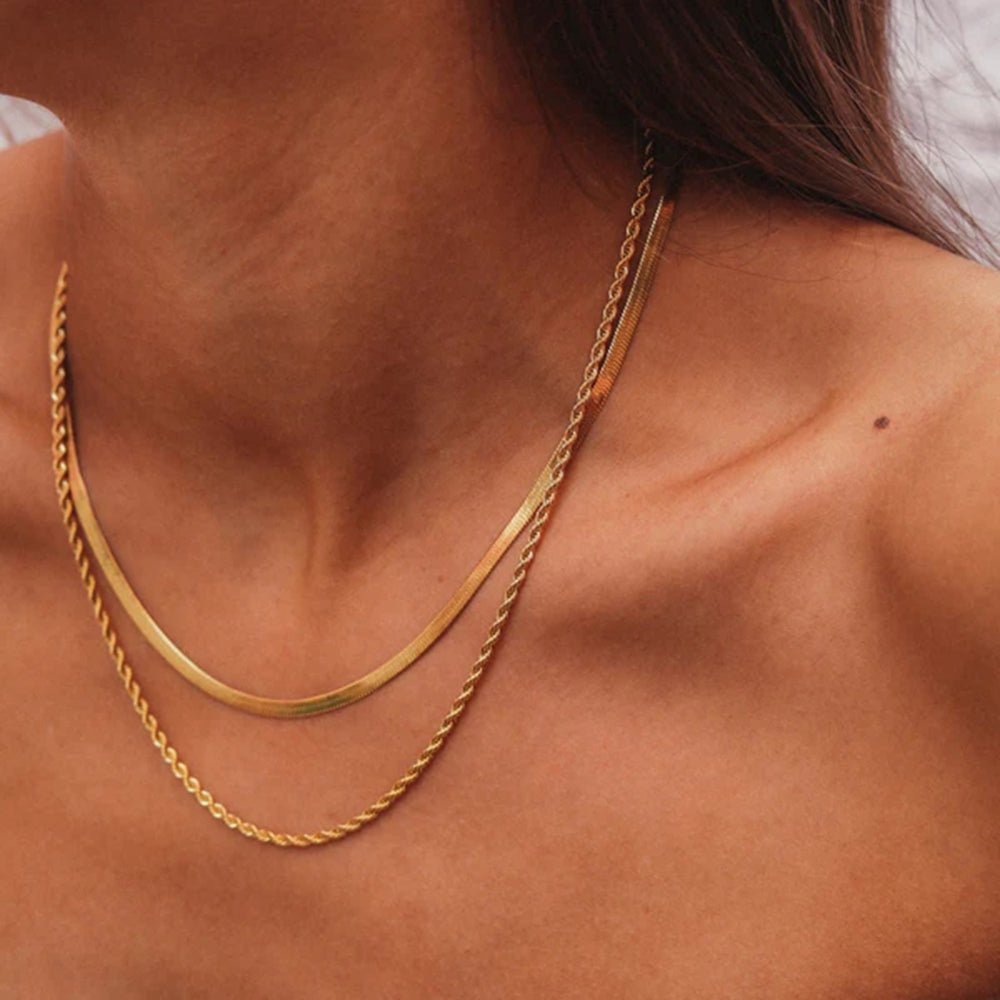 Duo Torsadé Necklace - 18k Gold Plated Jewelry Switzerland