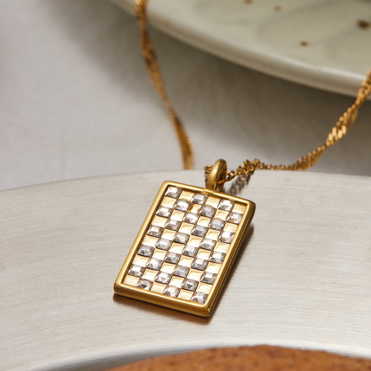 Échiquier d’Or Necklace - 18k Gold Plated Jewelry Switzerland