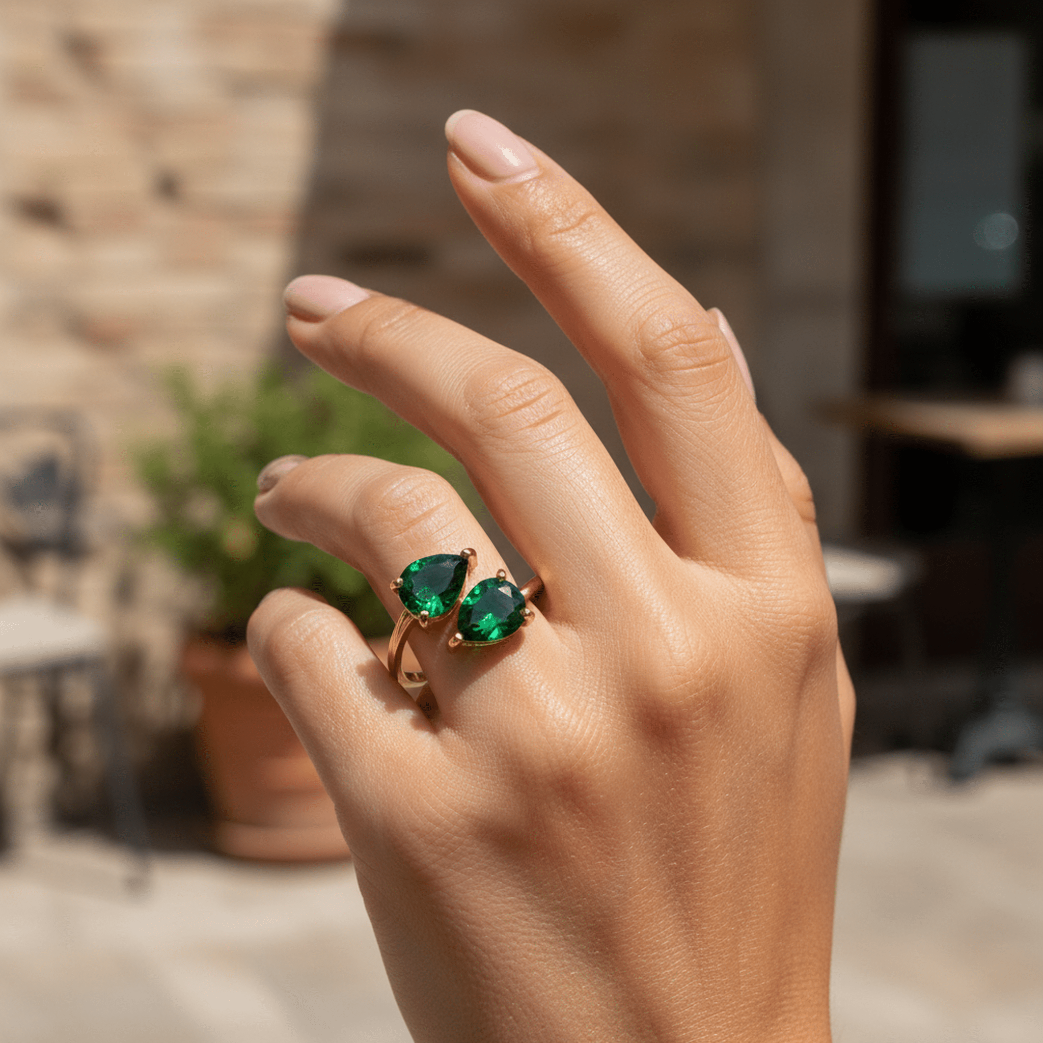 Émeraude Jumelle Ring - 18k Gold Plated Jewelry Switzerland