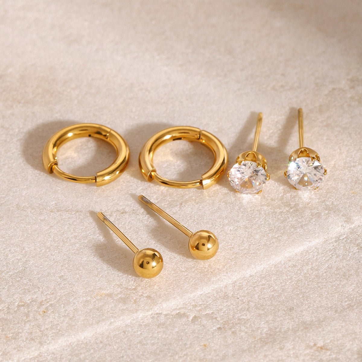 Essentiels d’Or Earrings Set - 18k Gold Plated Jewelry Switzerland