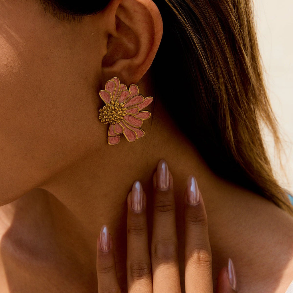 Fleur de Corail Earrings - 18k Gold Plated Jewelry Switzerland