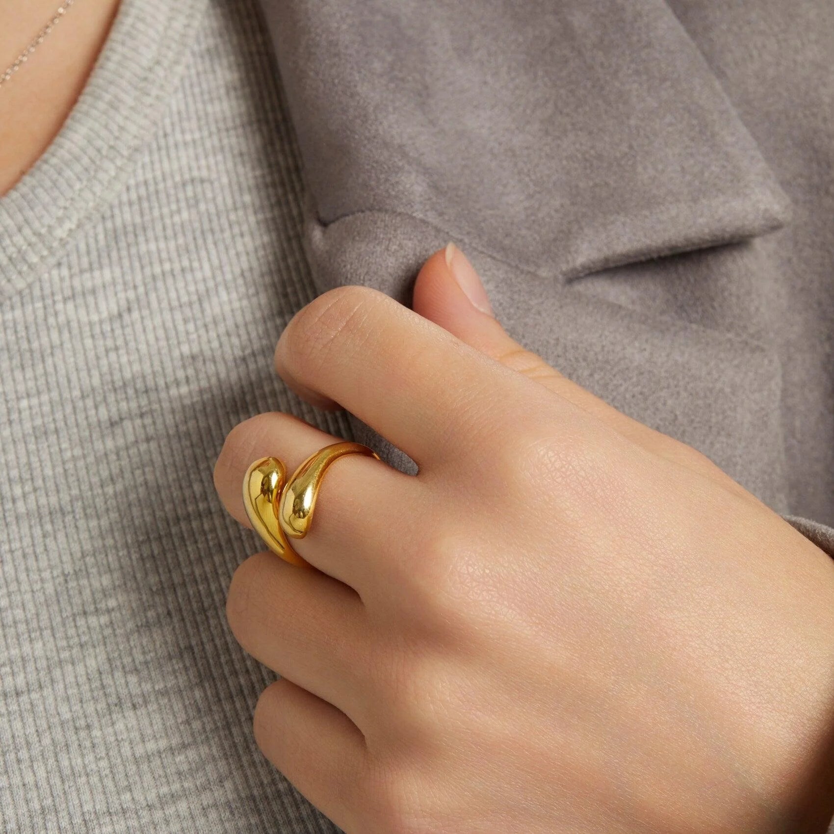 Goutte de Soleil Ring - 18k Gold Plated Jewelry Switzerland