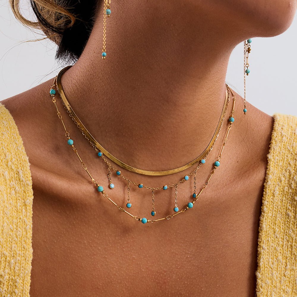 Lagon Turquoise Necklace - 18k Gold Plated Jewelry Switzerland