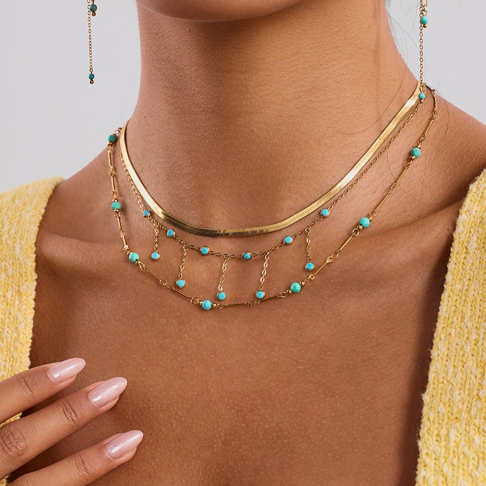 Lagon Turquoise Necklace - 18k Gold Plated Jewelry Switzerland