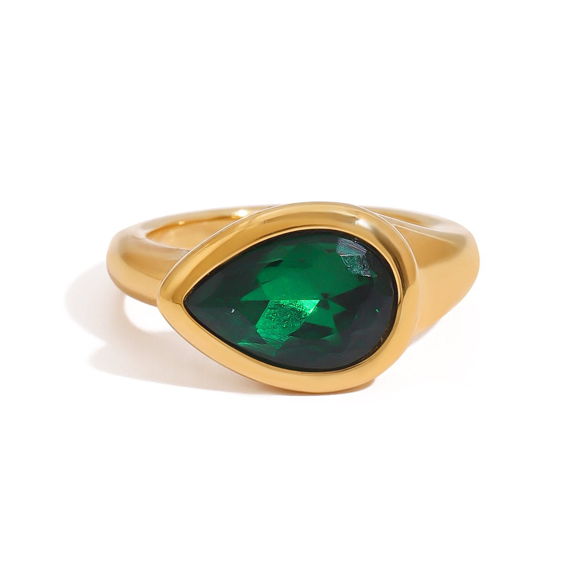 Larme d’Émeraude Ring - 18k Gold Plated Jewelry Switzerland