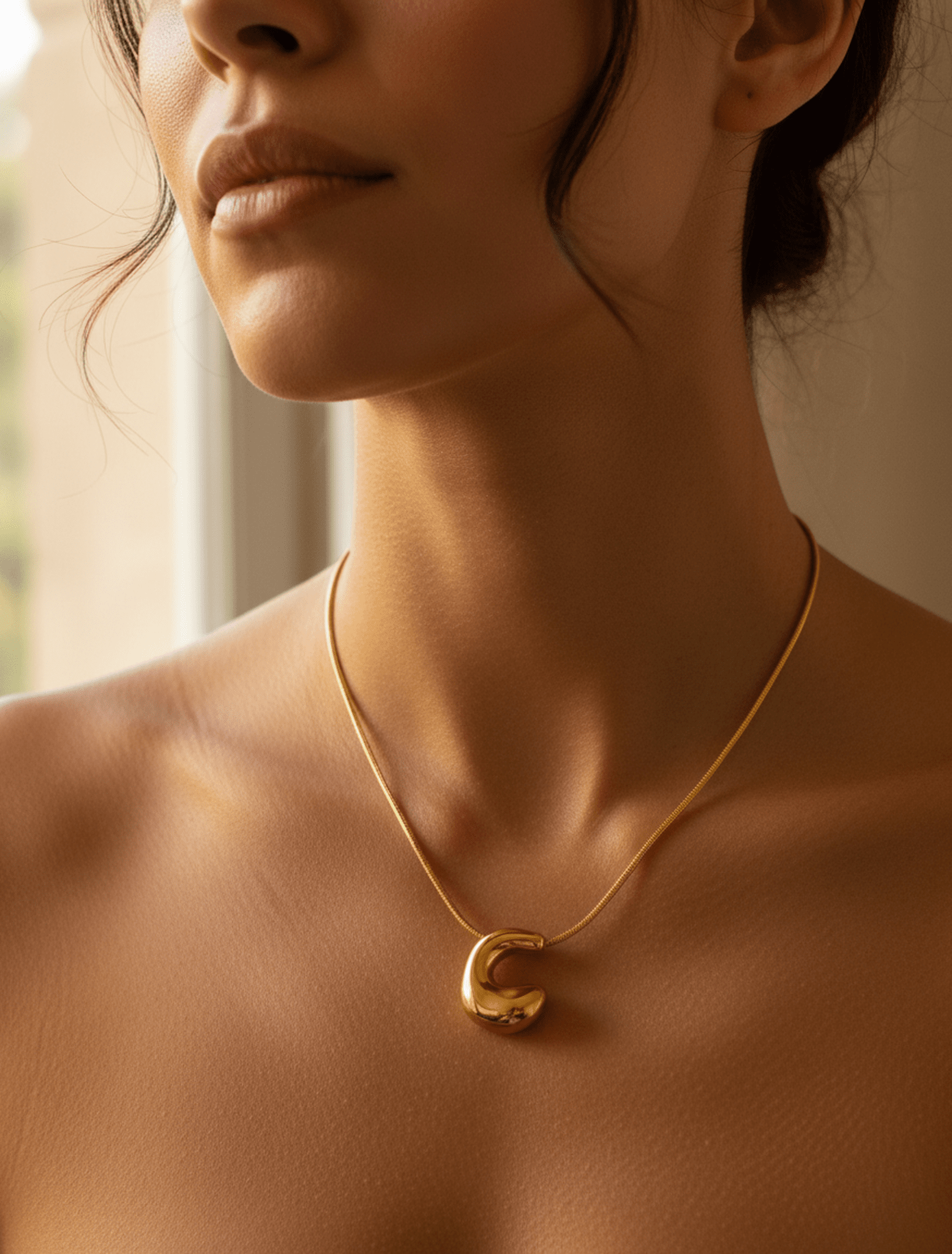 Lettre Fluide C Necklace - 18k Gold Plated Jewelry Switzerland