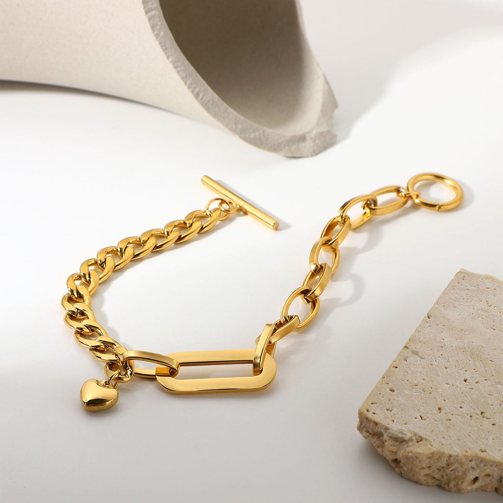 Lien Cœur Marinière Bracelet - 18k Gold Plated Jewelry Switzerland