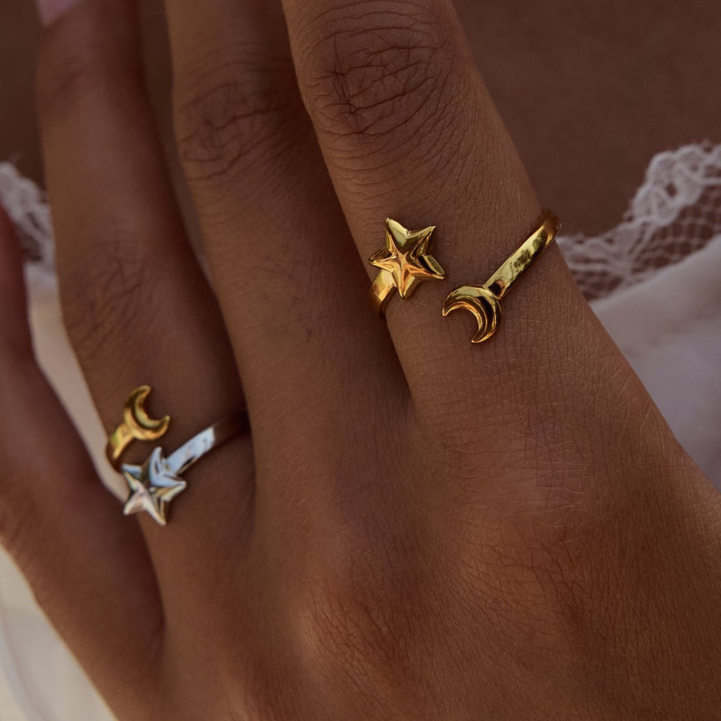 Lune et Étoile Ring - 18k Gold Plated Jewelry Switzerland