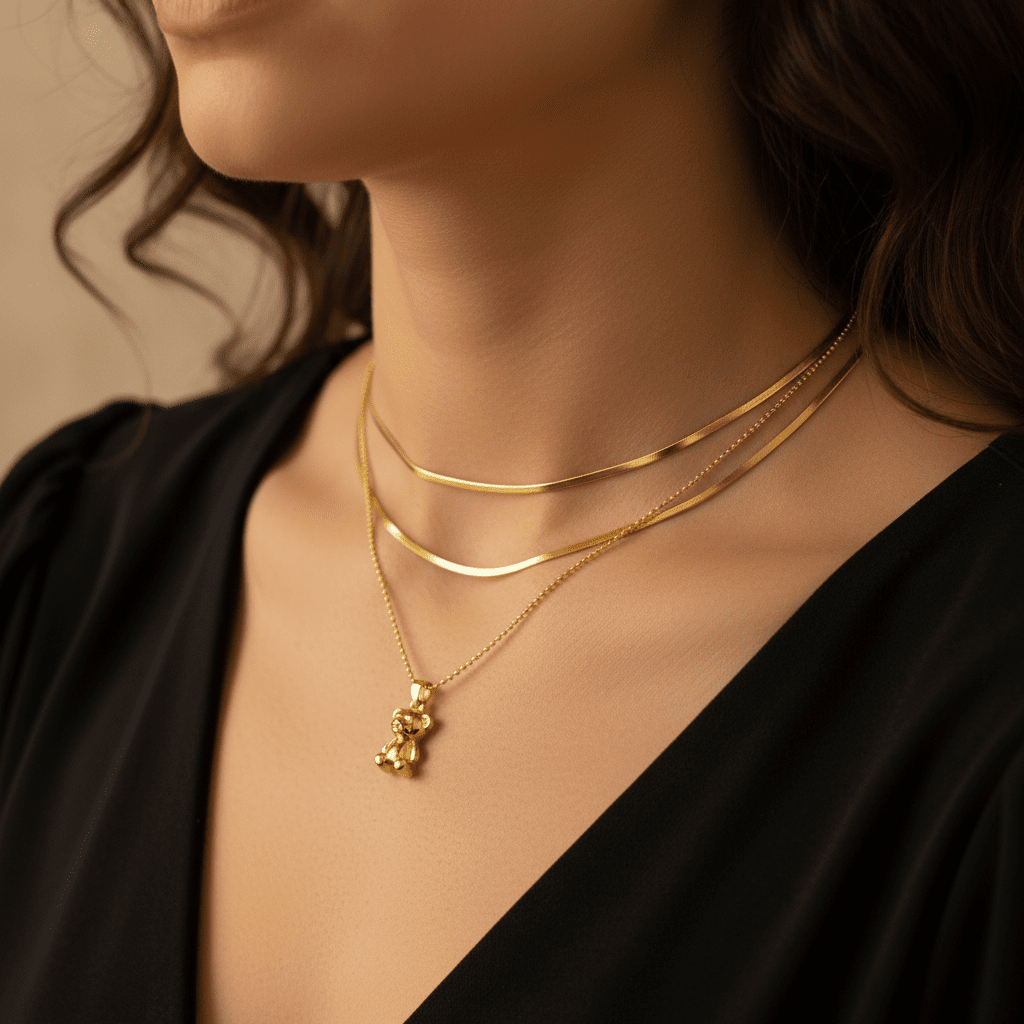 Ourson Doré Necklace - 18k Gold Plated Jewelry Switzerland