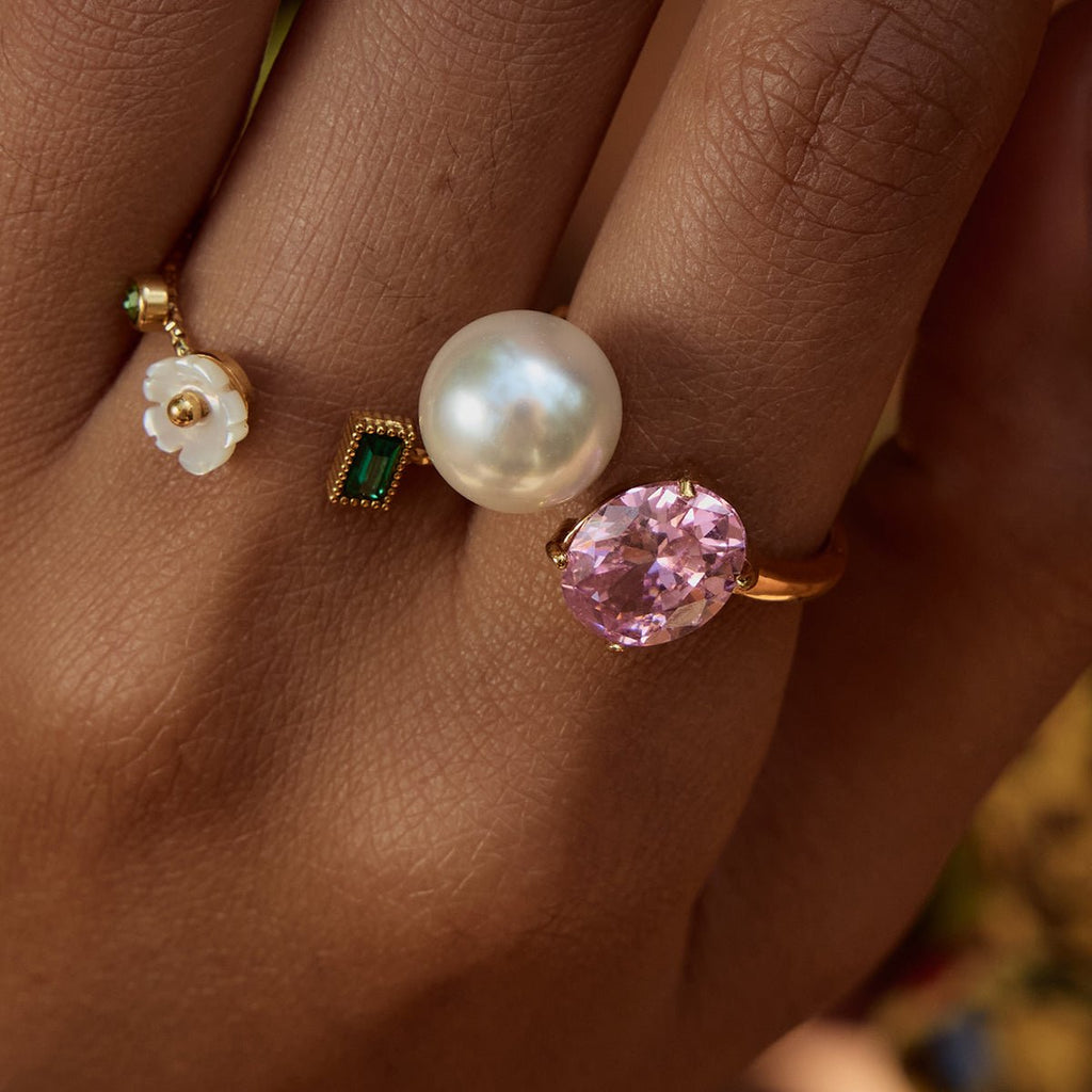 Perle et Rose Ring - 18k Gold Plated Jewelry Switzerland