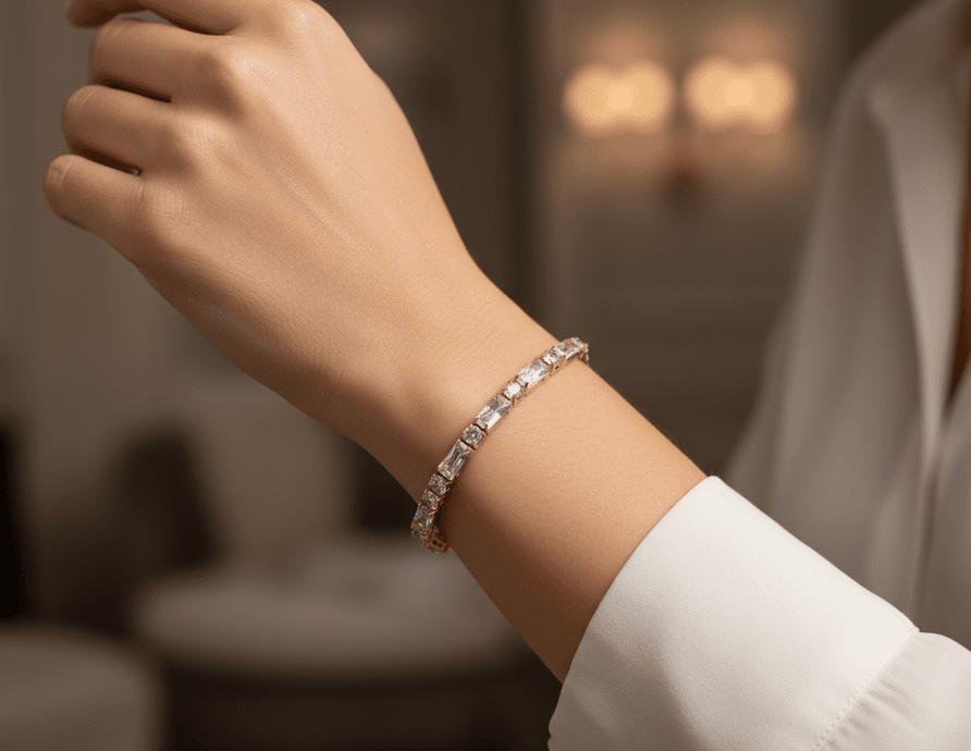 Rivière Baguette Bracelet - 18k Gold Plated Jewelry Switzerland