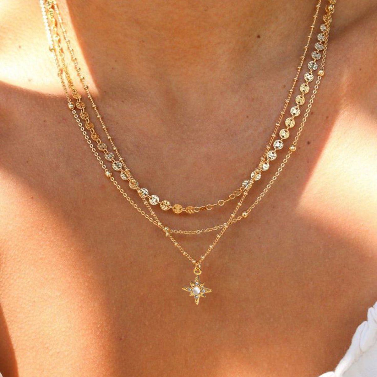 Trio Étoilé Necklace - 18k Gold Plated Jewelry Switzerland