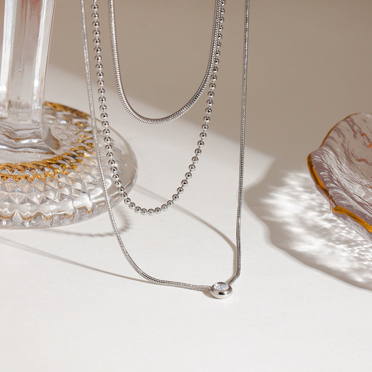 Trio Scintillant Necklace - 18k Gold Plated Jewelry Switzerland