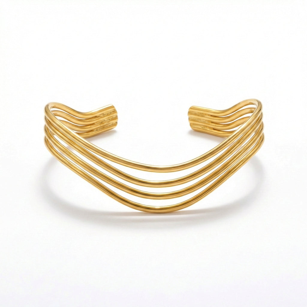 Vagues d’Or Mckella Reviera Cuff - 18k Gold Plated Jewelry Switzerland